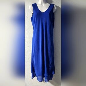 Vintage 1980s Brind Periwinkle Blue Sleeveless Dress - Women's Size Large